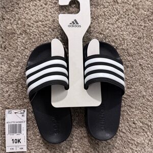 Adidas Black and White Adilette Slides